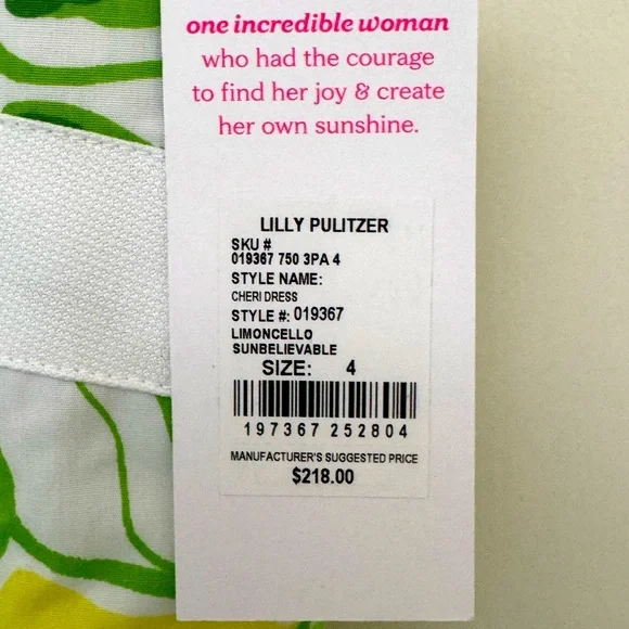 NWT Lilly Pulitzer Cheri Dress Limoncello Sunbelievable SIZE 4 - Picture 10 of 11